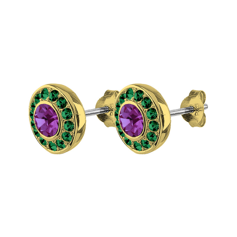 Purple and Green Stud Earrings - Dyrberg/Kern NZ