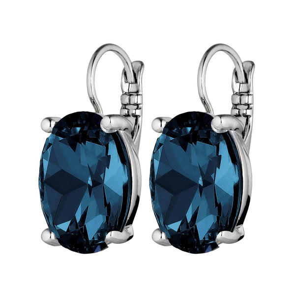 Chantal Shiny Silver Earrings - Royal Blue - Dyrberg/Kern NZ