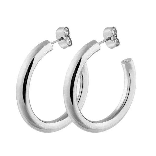 Cirkula Shiny Silver Hoop Earrings - Dyrberg/Kern NZ