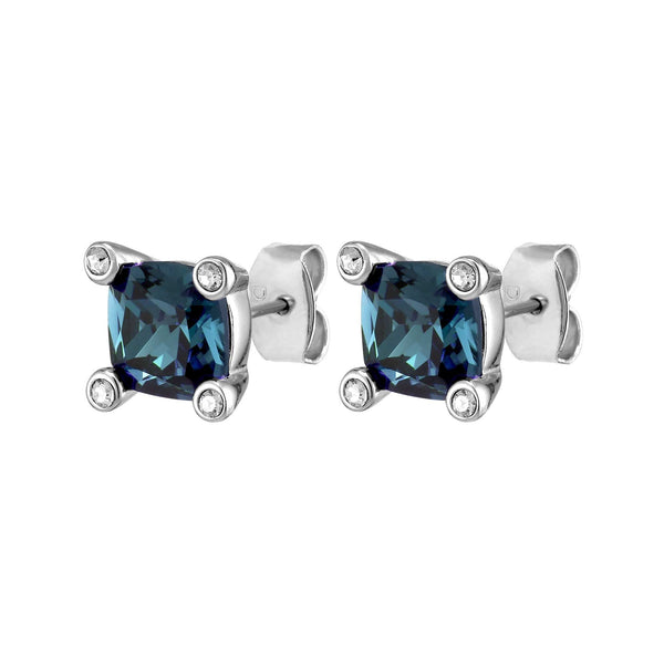 Clara Shiny Silver Earrings - Blue - Dyrberg/Kern NZ
