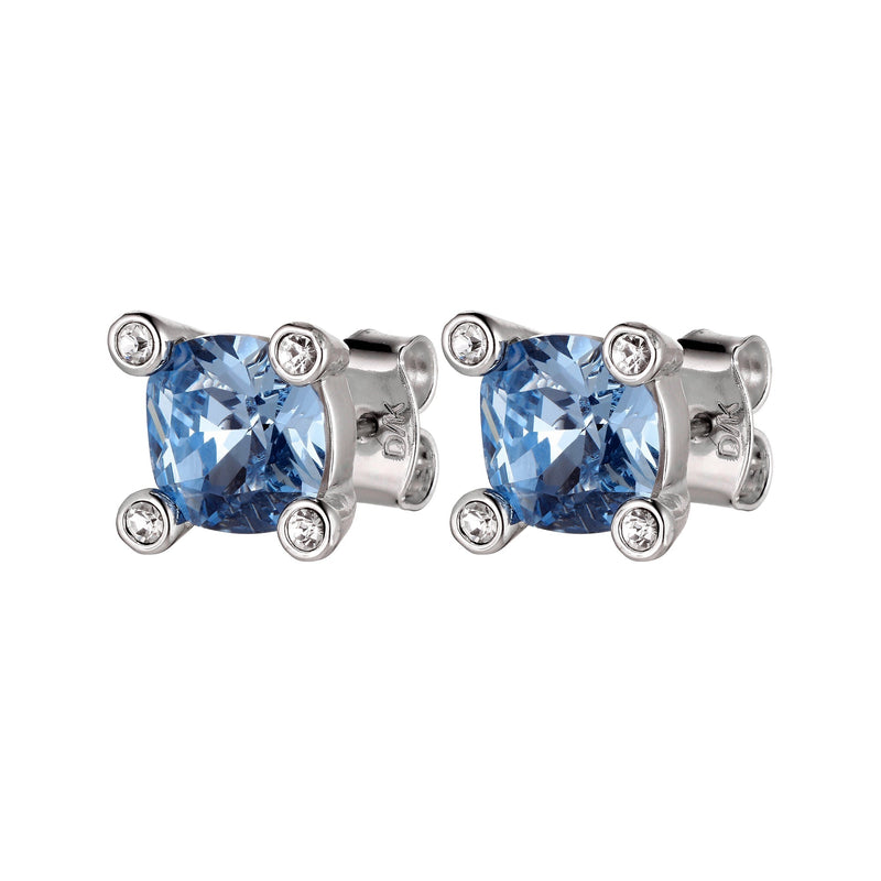 Clara Shiny Silver Earrings - Blue - Dyrberg/Kern NZ
