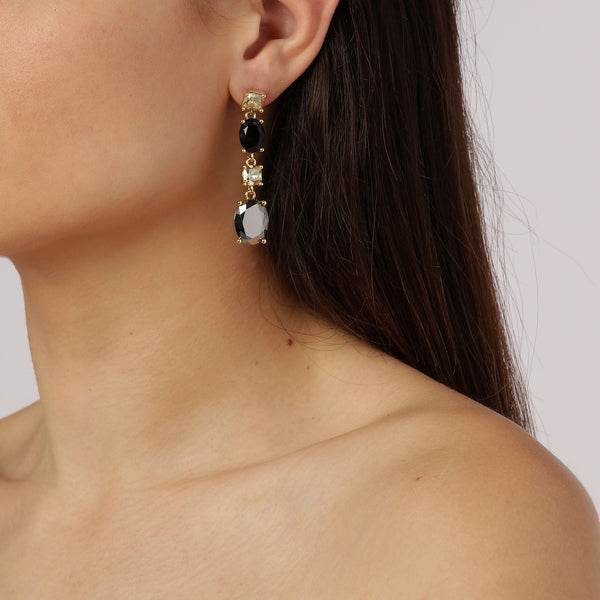 Cornelia Gold Earrings - Black - Dyrberg/Kern NZ
