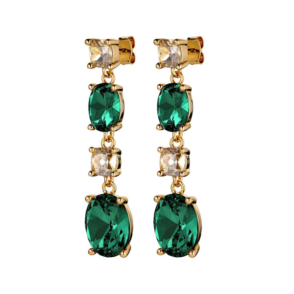 Cornelia Gold Earrings - Green / Golden - Dyrberg/Kern NZ