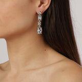 Cornelia Shiny Silver Earrings - Crystal - Dyrberg/Kern NZ