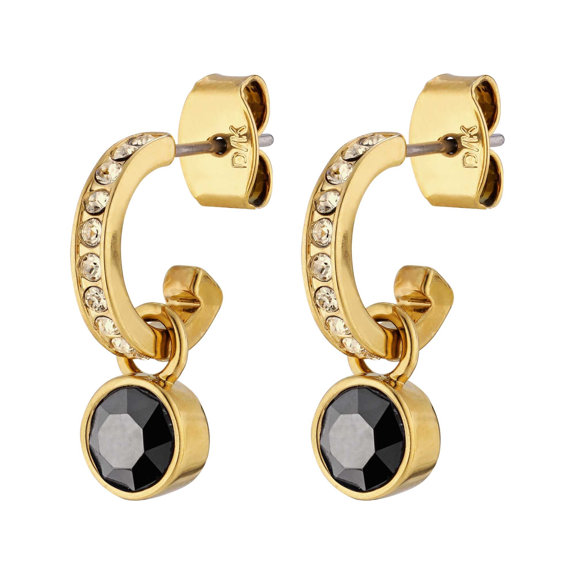 Dessa Gold Earrings - Black - Dyrberg/Kern NZ