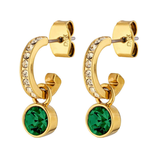 Dessa Gold Earrings - Emerald Green - Dyrberg/Kern NZ