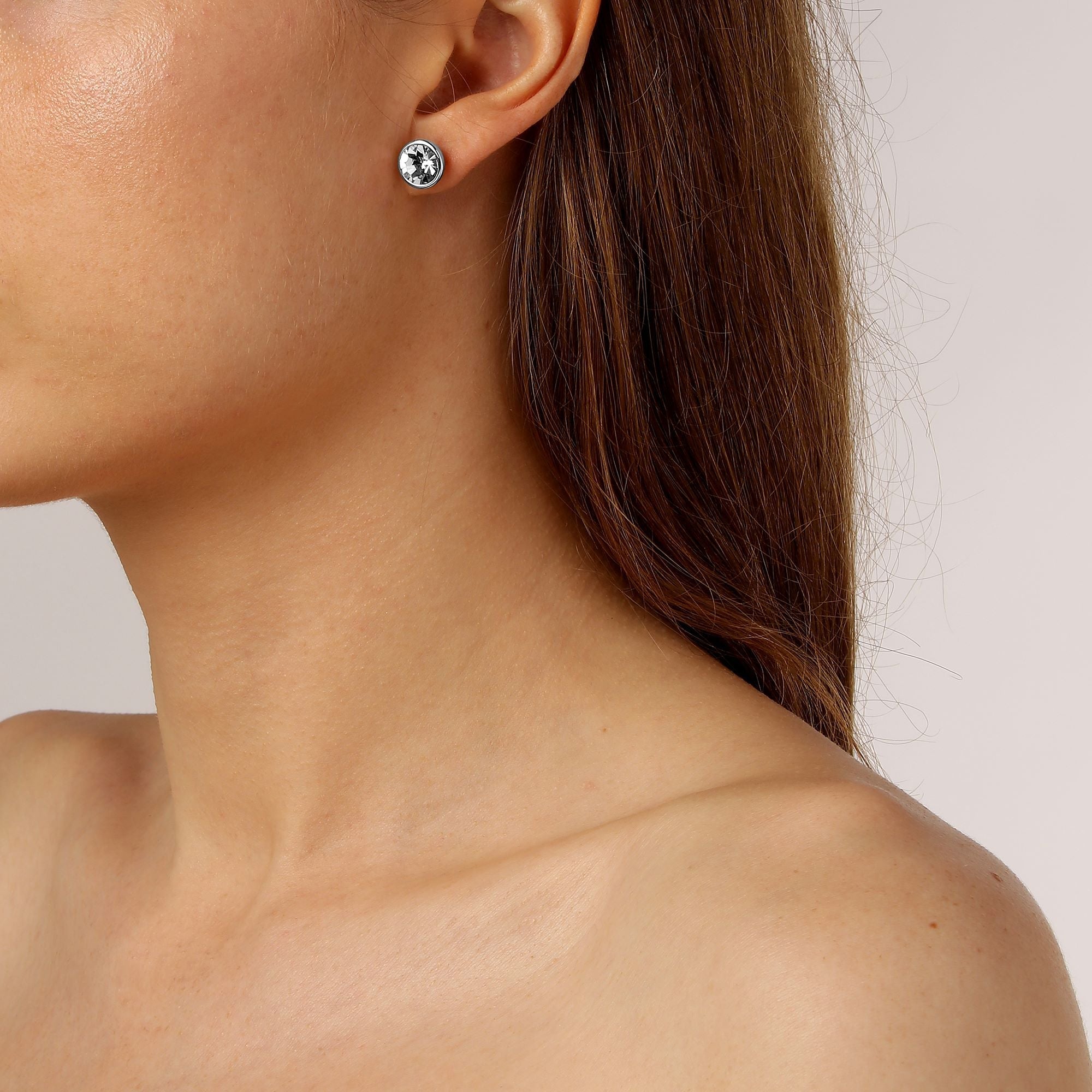 Dia Shiny Silver Earrings - Crystal - Dyrberg/Kern NZ