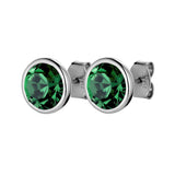 Dia Shiny Silver Earrings - Emerald Green - Dyrberg/Kern NZ