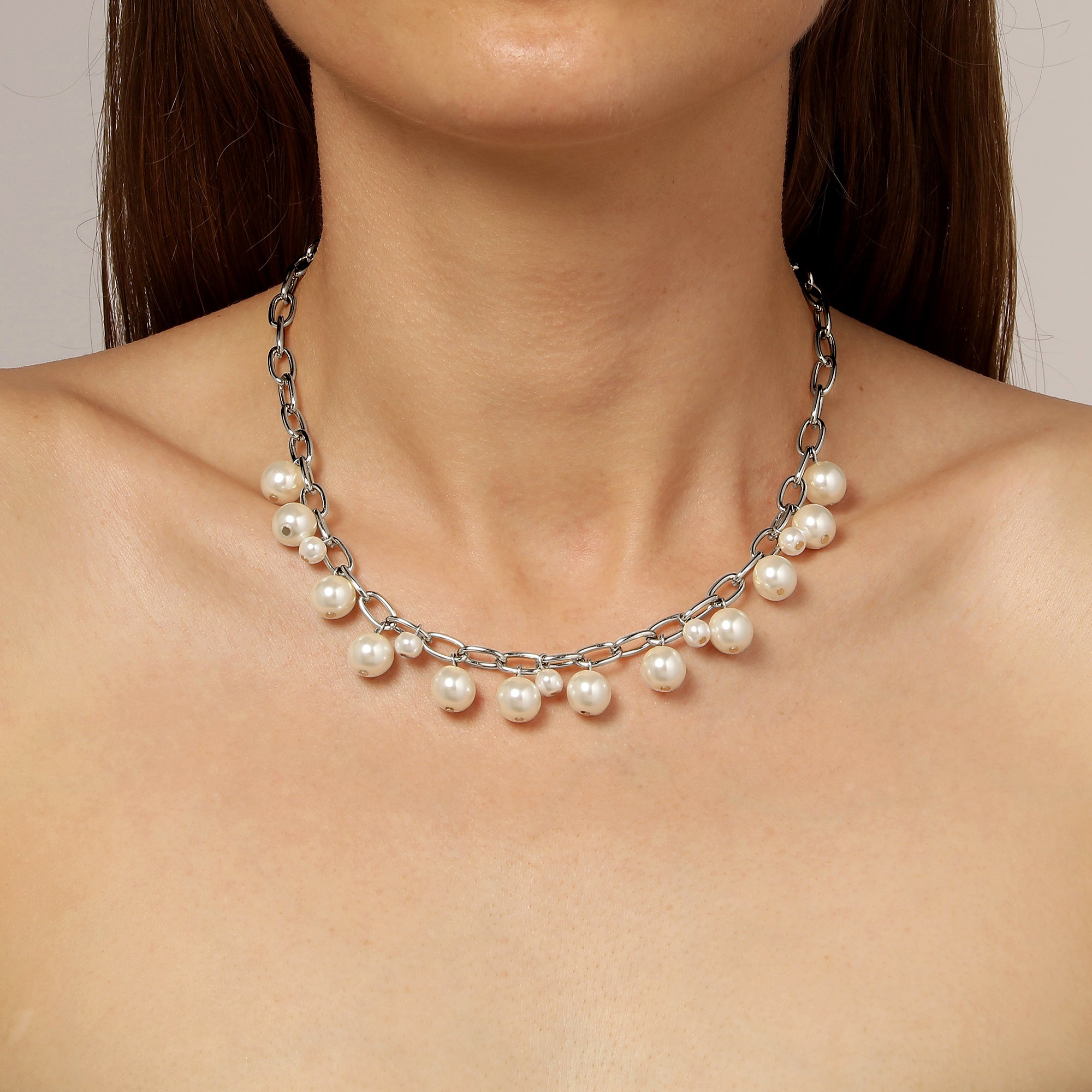 GABRIELLA SILVER NECKLACE WHITE PEARL - Dyrberg/Kern NZ