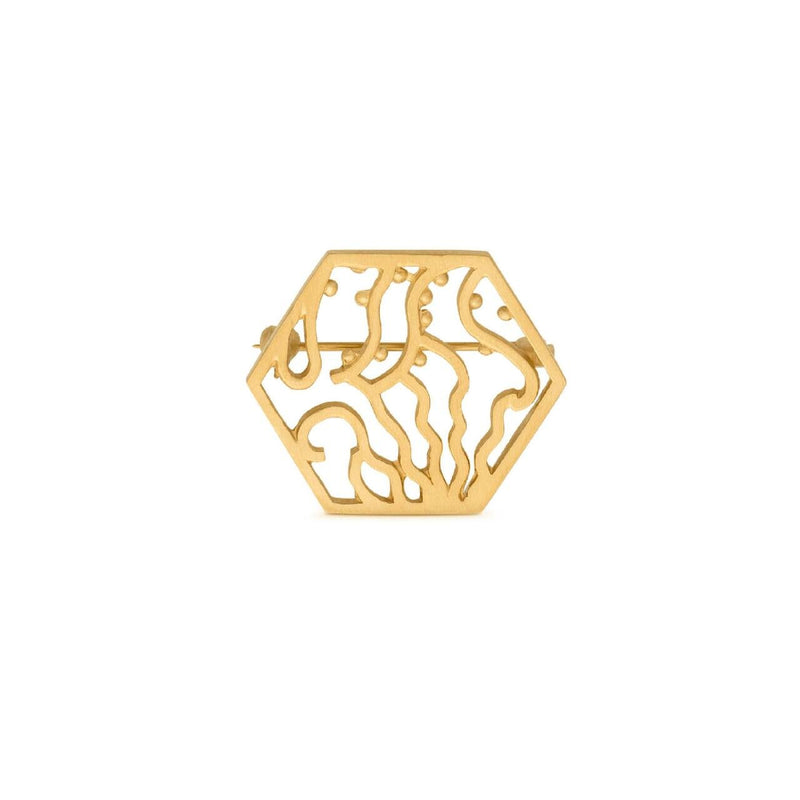 Gaudi Gold Brooch (Hexagon) - Dyrberg/Kern NZ