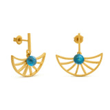 Gaudi Gold Earrings Fan Design - Dyrberg/Kern NZ