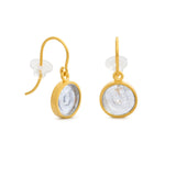 Gaudi Gold Hook Earrings Pale Blue Glass - Dyrberg/Kern NZ