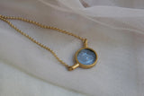 Gaudi Gold Necklace Pale Blue Pendant - Dyrberg/Kern NZ