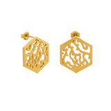 Gaudi Hexagonal Gold Earrings - Dyrberg/Kern NZ