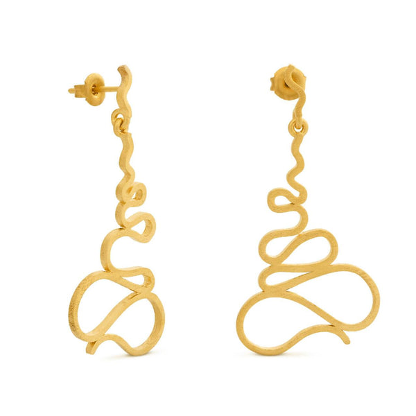 Gaudi Long Gold Stud Earrings - Dyrberg/Kern NZ