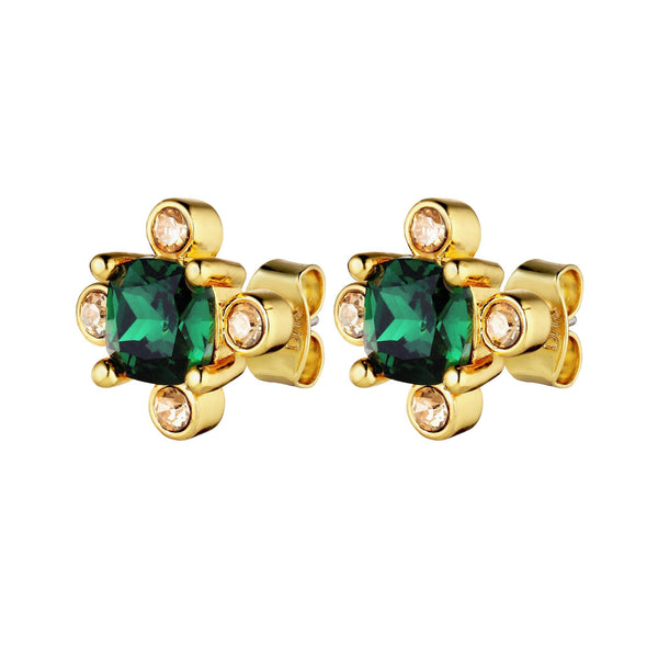 Gigi Gold Earrings - Emerald Green - Dyrberg/Kern NZ