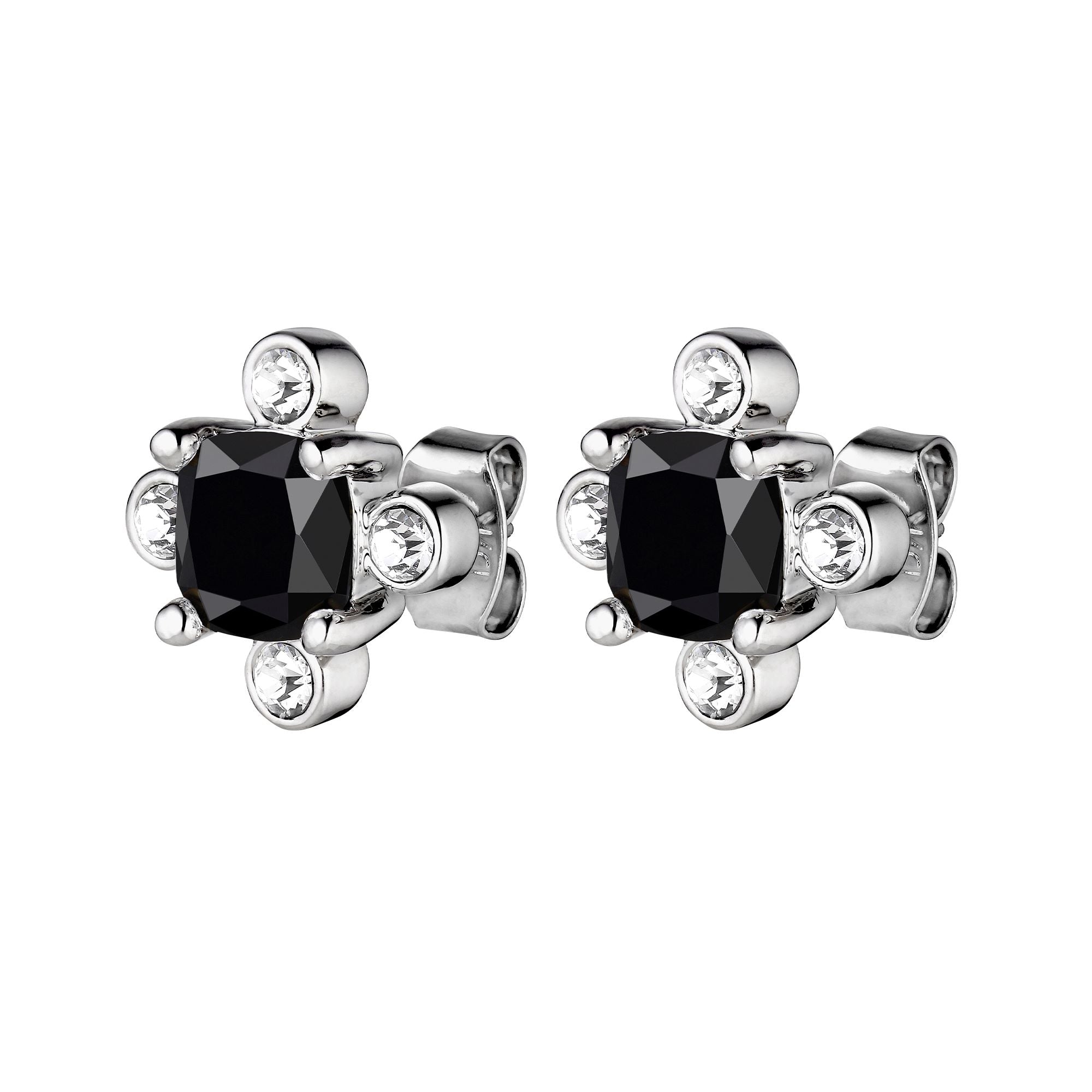Gigi Shiny Silver Earrings - Black - Dyrberg/Kern NZ