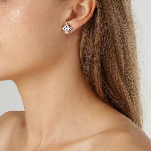 Gigi Shiny Silver Earrings - Crystal - Dyrberg/Kern NZ
