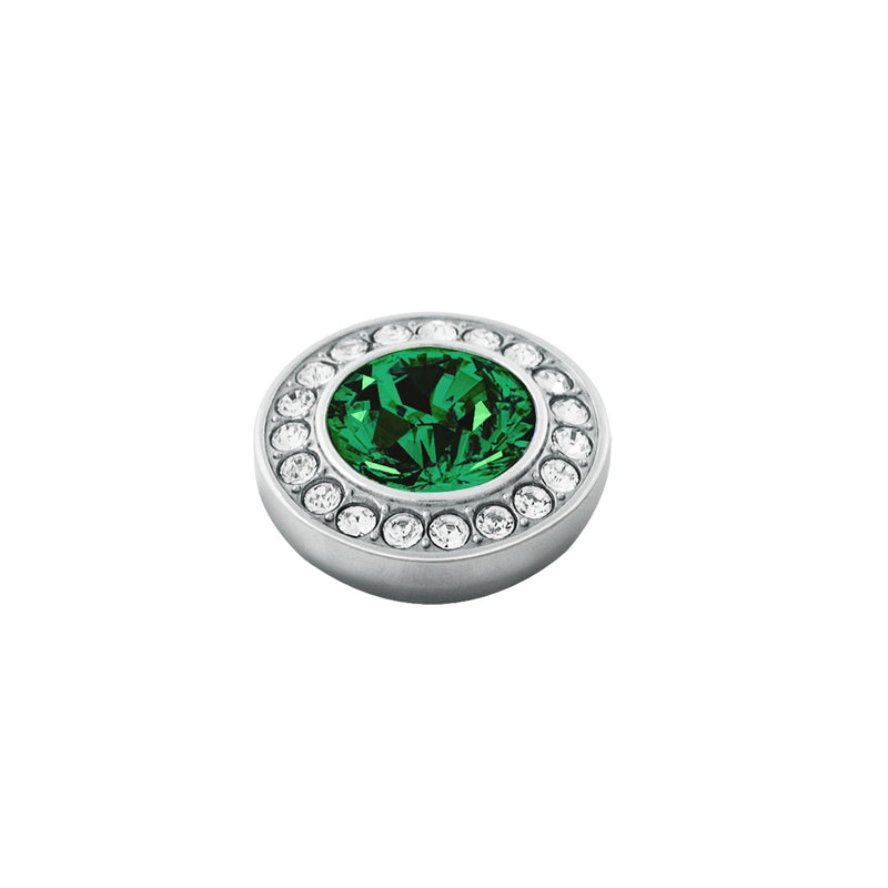 Grace Shiny Silver Interchangeable Ring Topper - Emerald Green / Crystal - Dyrberg/Kern NZ