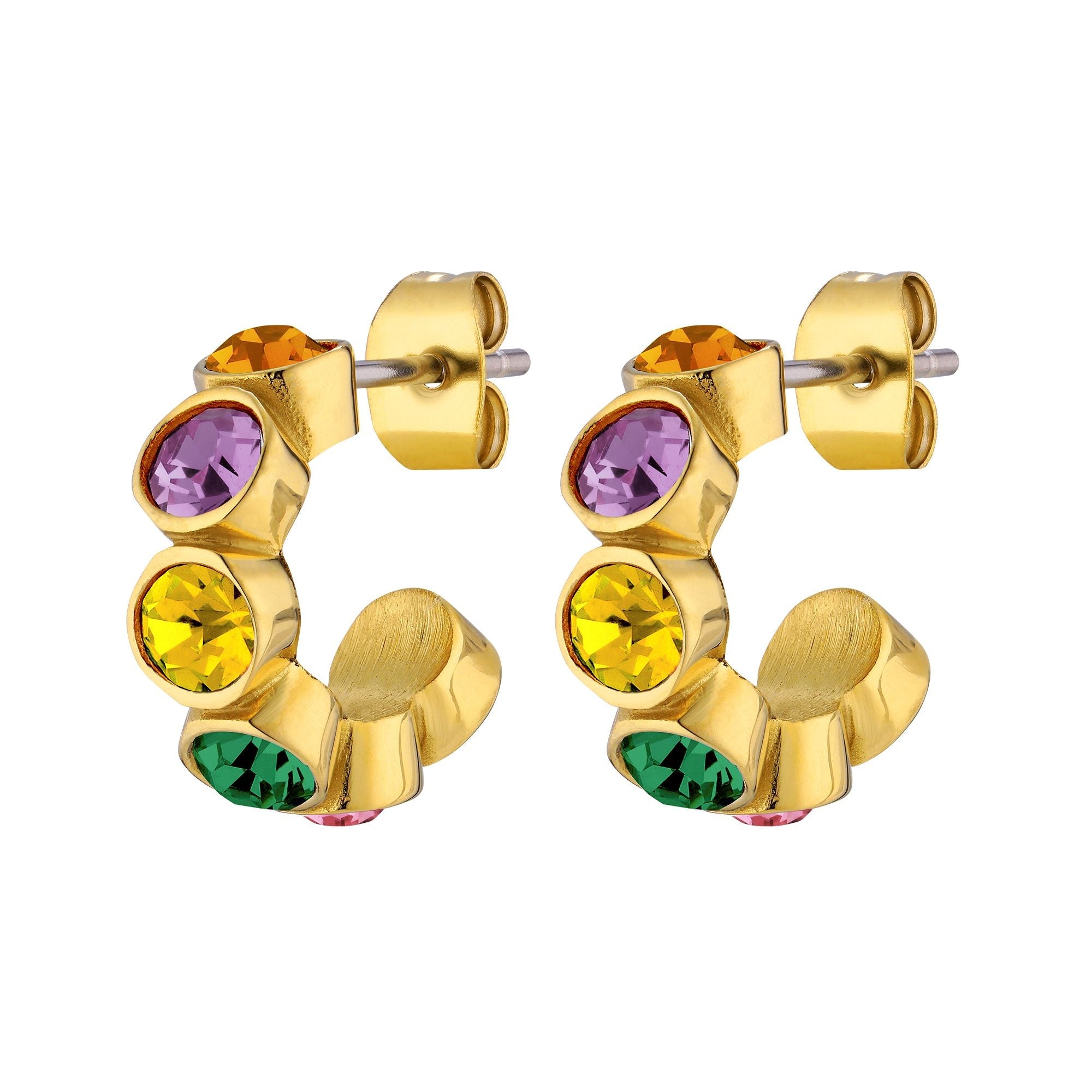 Jenna Gold Hoop Earrings - Rainbow - Dyrberg/Kern NZ