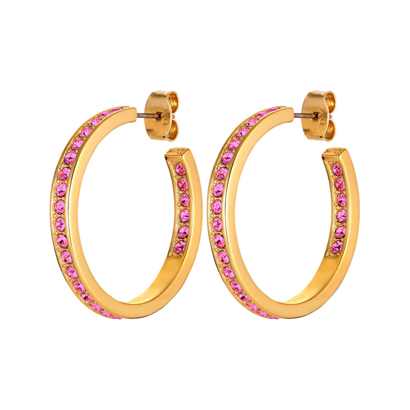 Pink Gold Hoop Earrings - Dyrberg/Kern NZ