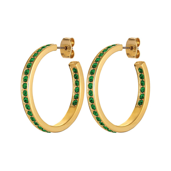 Justina Gold Earrings - Emerald Green - Dyrberg/Kern NZ