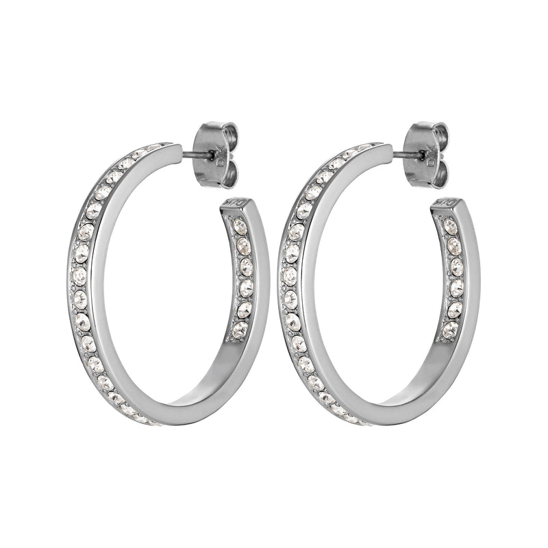 Crystal Steel Hoop Earrings - Dyrberg/Kern NZ