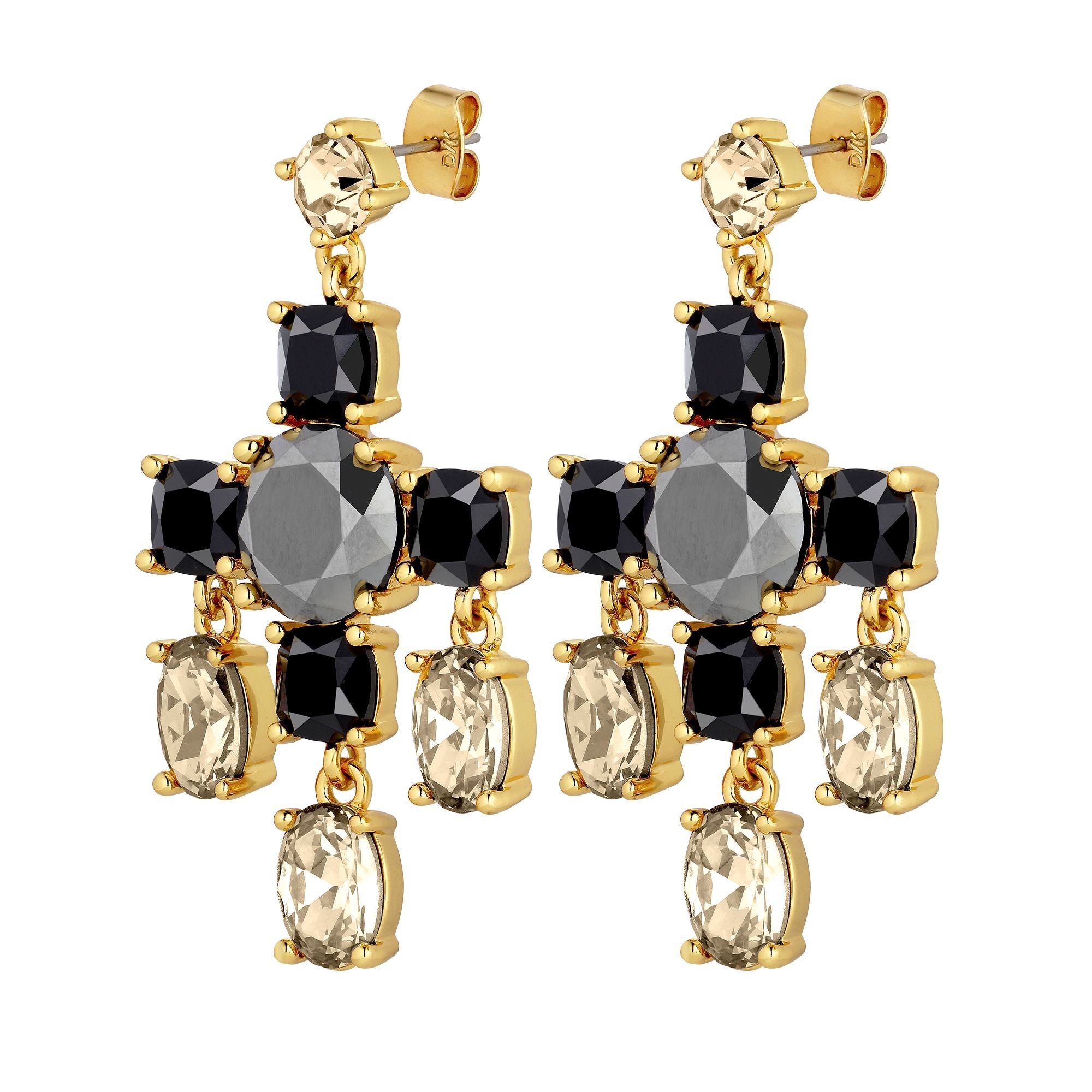 Leonora Gold Earrings - Black/Golden - Dyrberg/Kern NZ
