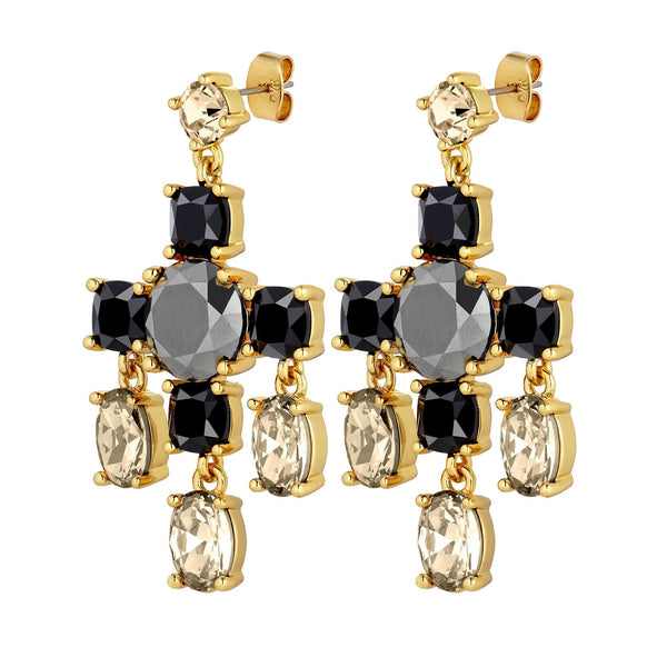 Leonora Gold Earrings - Black/Golden - Dyrberg/Kern NZ