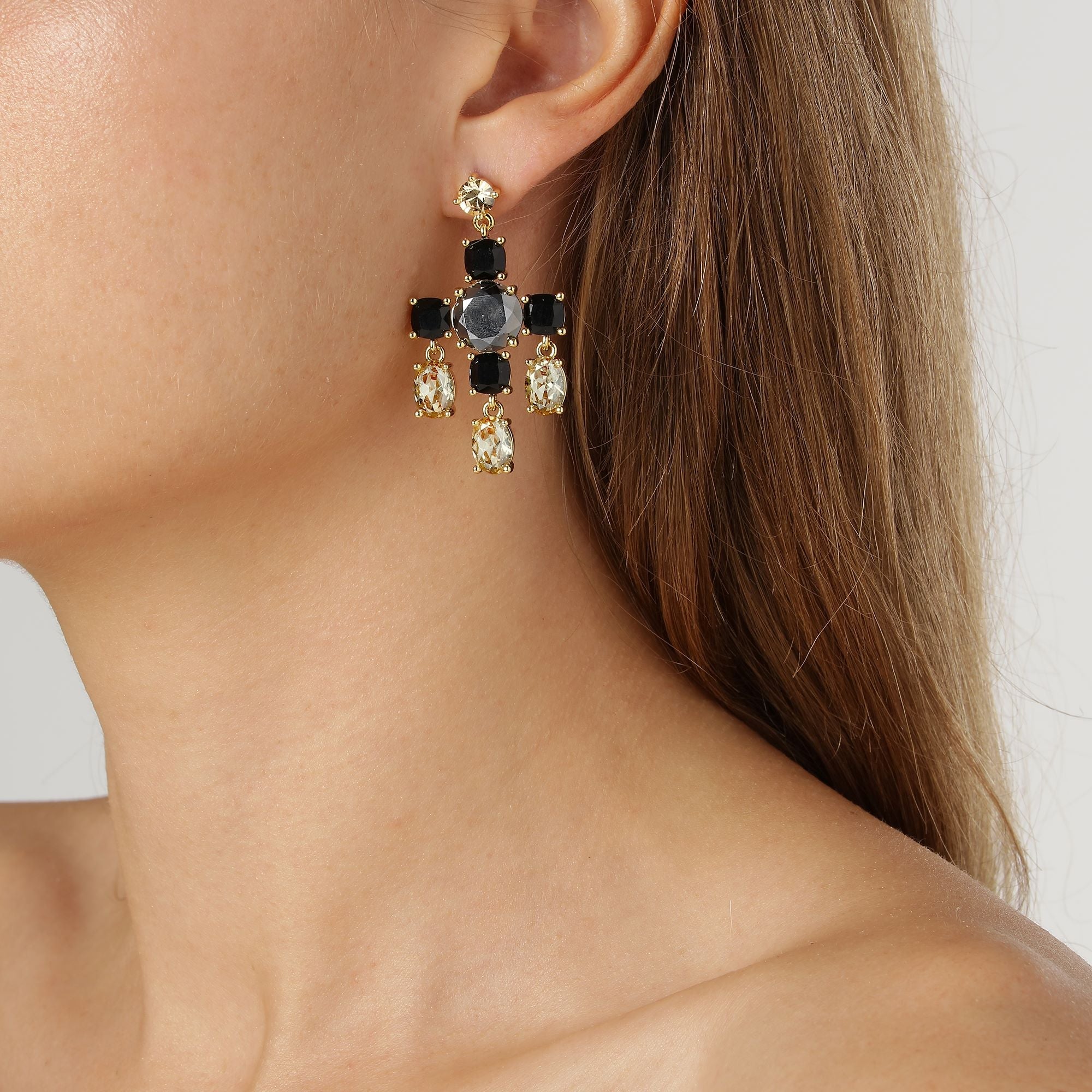 Leonora Gold Earrings - Black/Golden - Dyrberg/Kern NZ