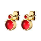 Ruby Red Gold Stud Earrings - Dyrberg/Kern NZ