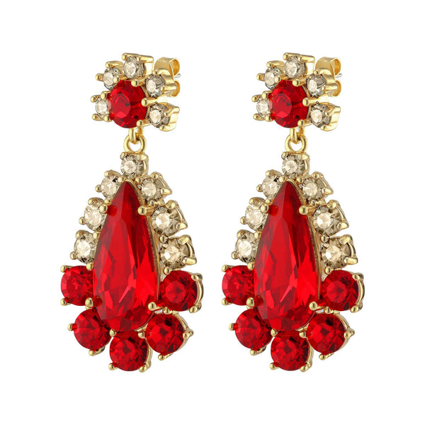 Ruby Red Gold Drop Earrings - Dyrberg/Kern NZ