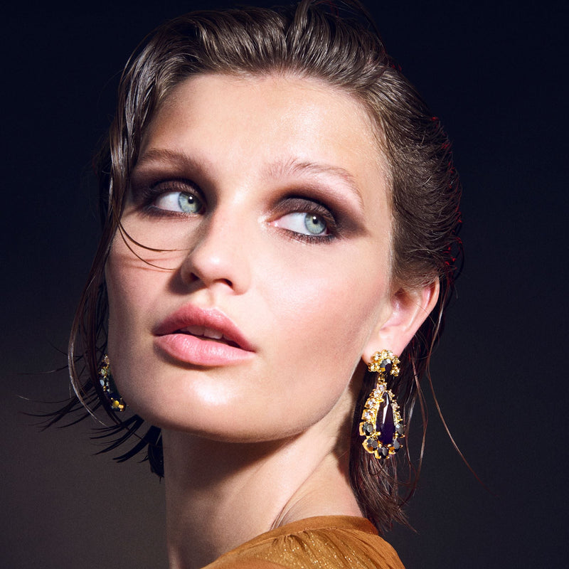 Lucia Gold Earrings - Black - Dyrberg/Kern NZ
