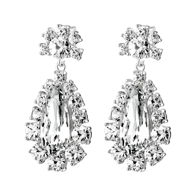 Lucia Shiny Silver Earrings - Crystal - Dyrberg/Kern NZ