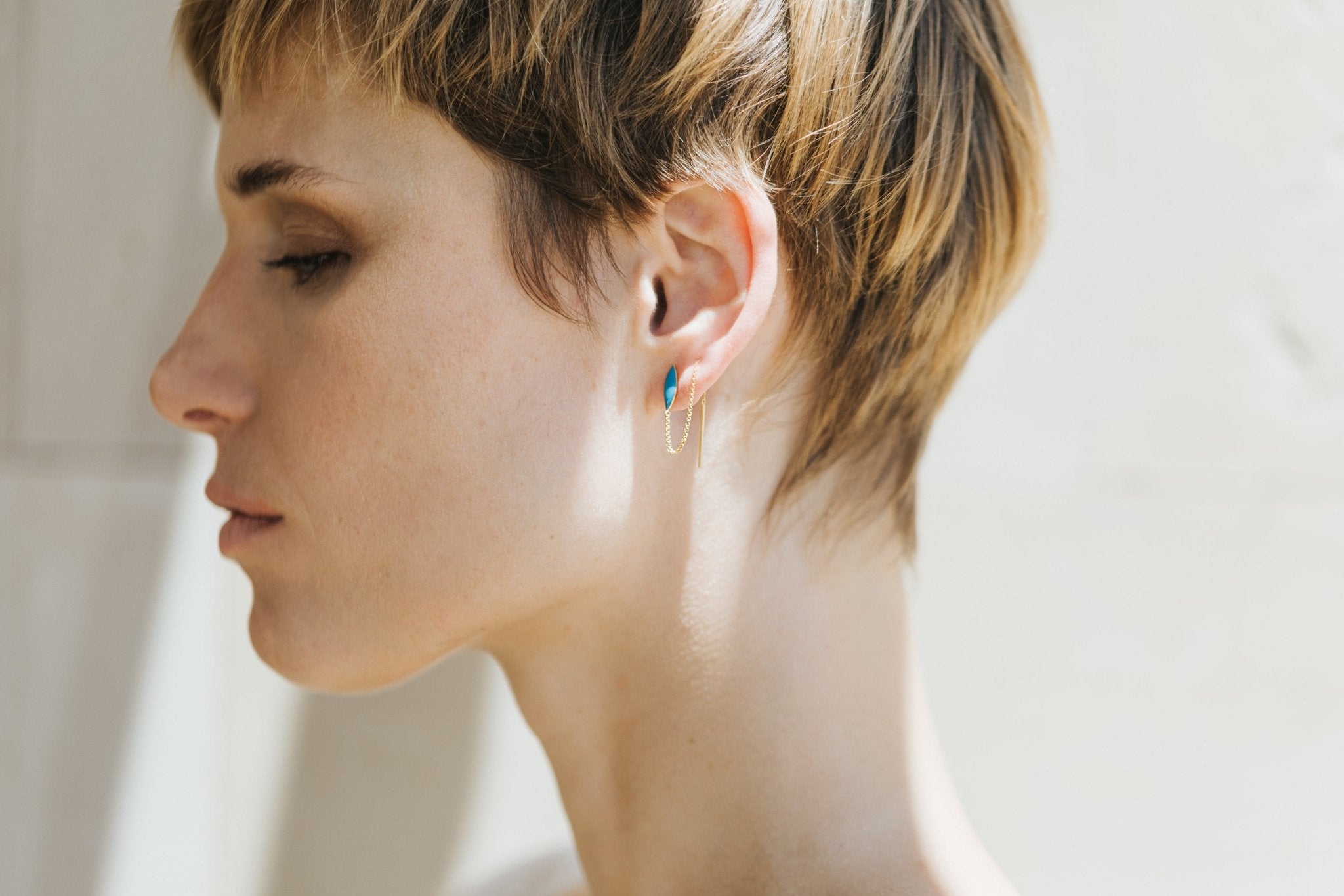Minima Gold Drop Earrings Blue - Dyrberg/Kern NZ