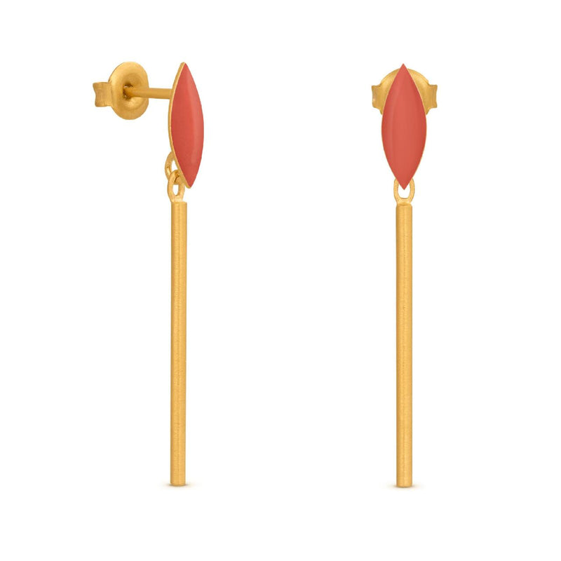 Minima Gold Drop Earrings Red - Dyrberg/Kern NZ