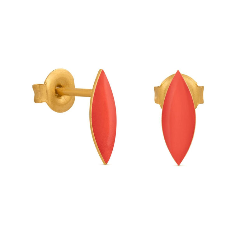 Minima Gold Stud Earrings Red - Dyrberg/Kern NZ