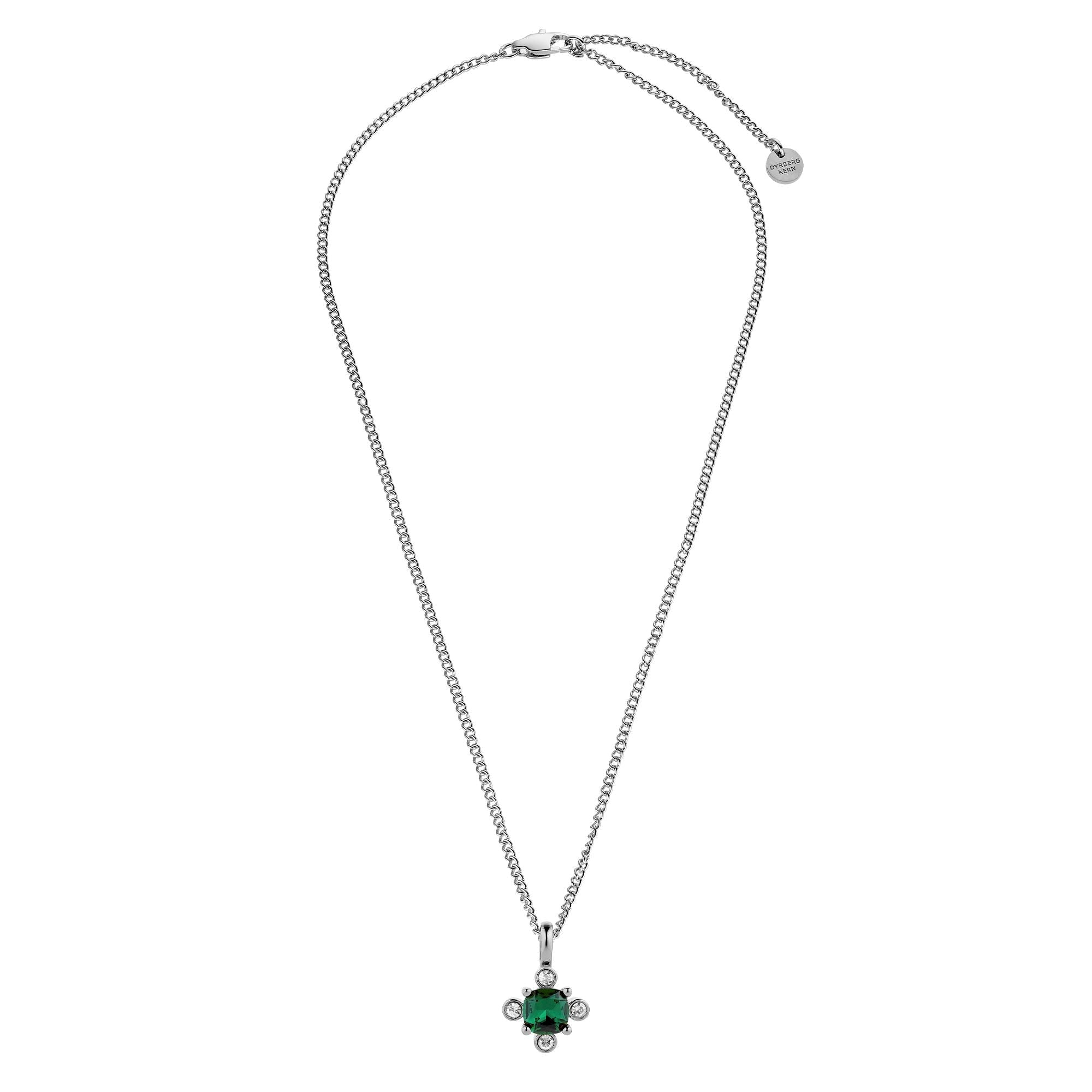 Rimini Shiny Silver Necklace - Emerald Green - Dyrberg/Kern NZ