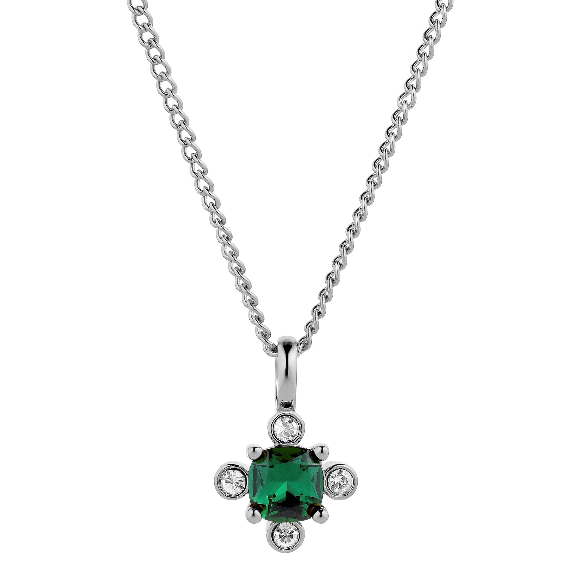 Rimini Shiny Silver Necklace - Emerald Green - Dyrberg/Kern NZ