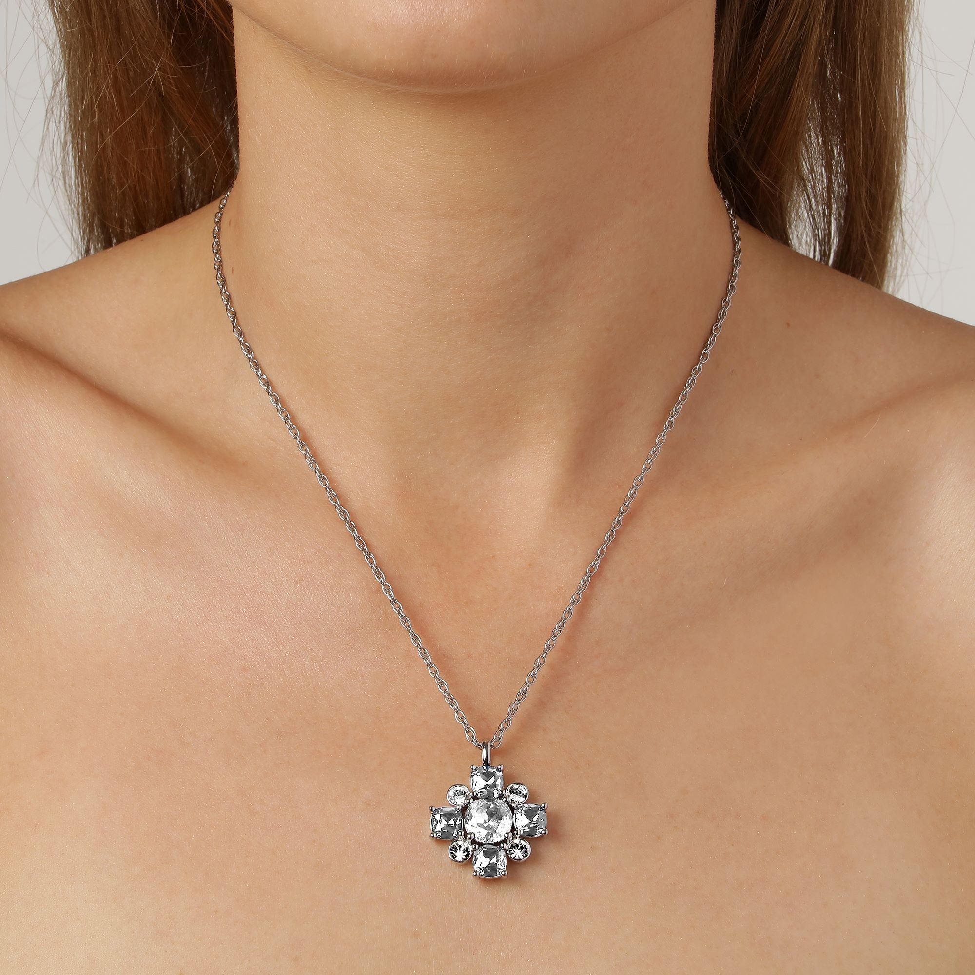 Sassi Shiny Silver Necklace - Crystal - Dyrberg/Kern NZ