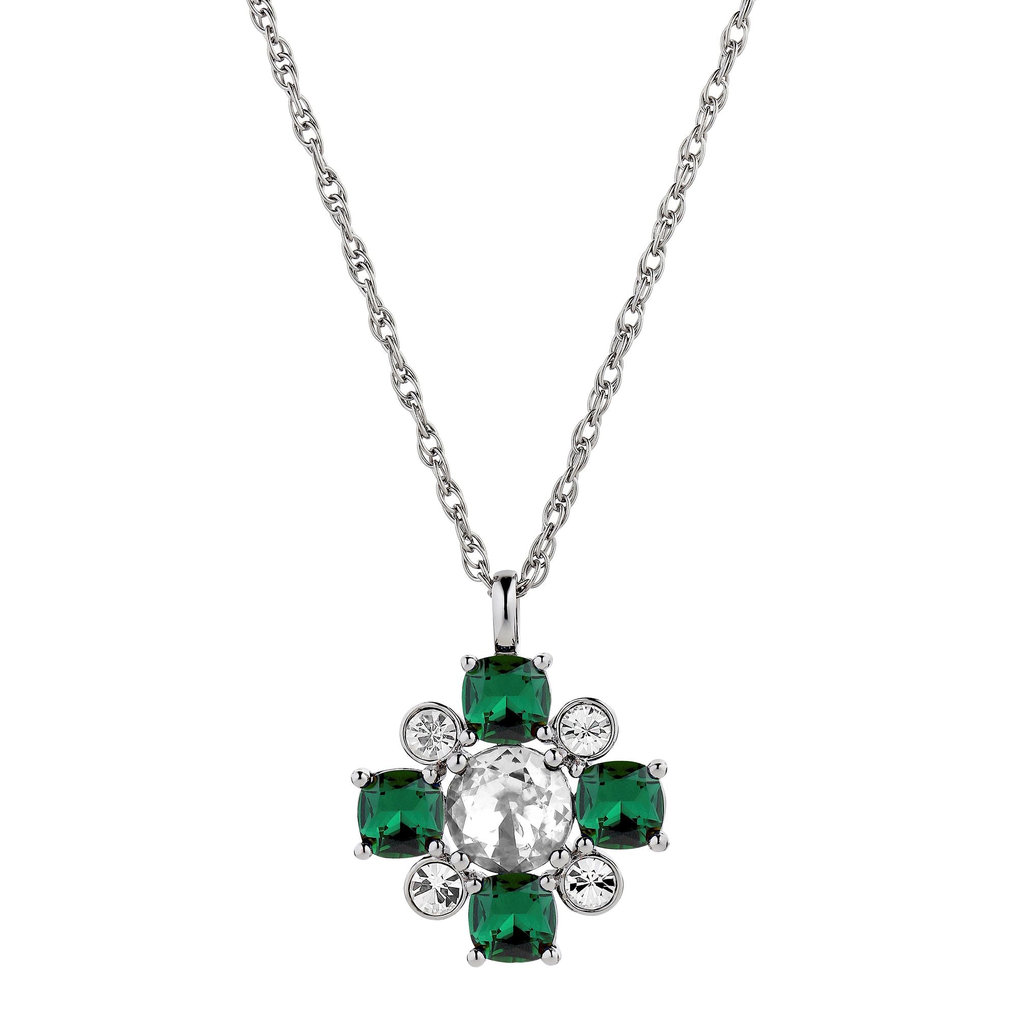 Sassi Shiny Silver Necklace - Emerald Green - Dyrberg/Kern NZ
