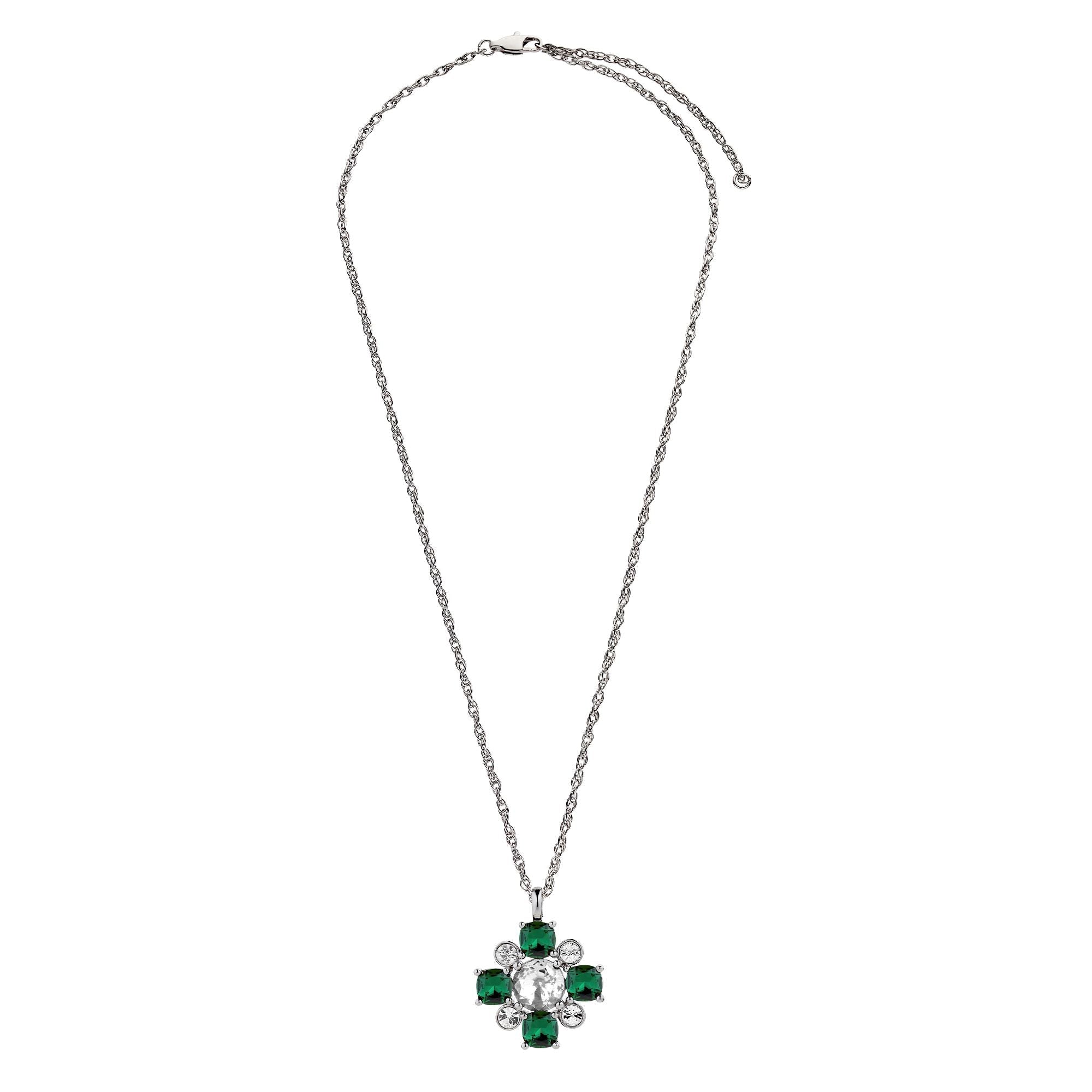 Sassi Shiny Silver Necklace - Emerald Green - Dyrberg/Kern NZ