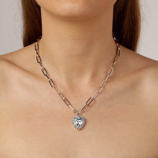 Simona Shiny Silver Necklace - Crystal - Dyrberg/Kern NZ