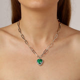 Simona Shiny Silver Necklace - Emerald Green / Crystal - Dyrberg/Kern NZ
