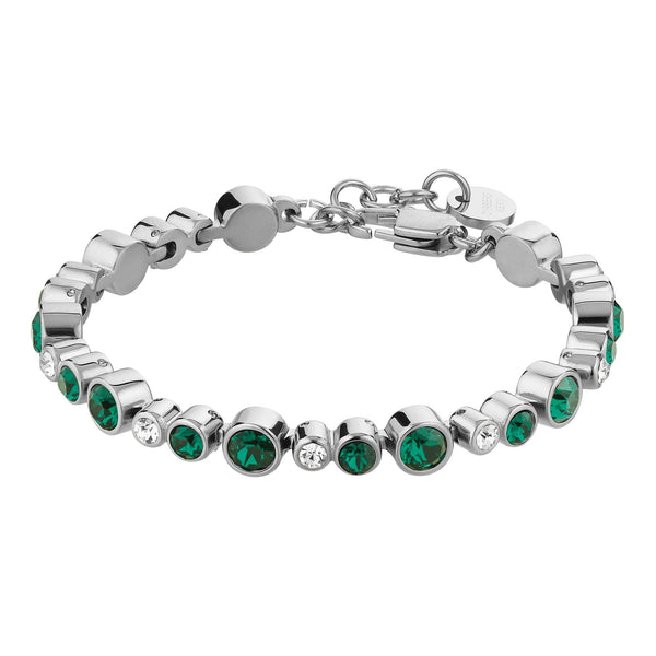 Teresia Shiny Silver Tennis Bracelet - Emerald Green / Crystal - Dyrberg/Kern NZ