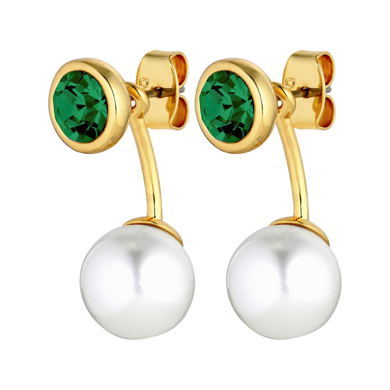 Toni Gold Earrings - Green / White Pearl - Dyrberg/Kern NZ