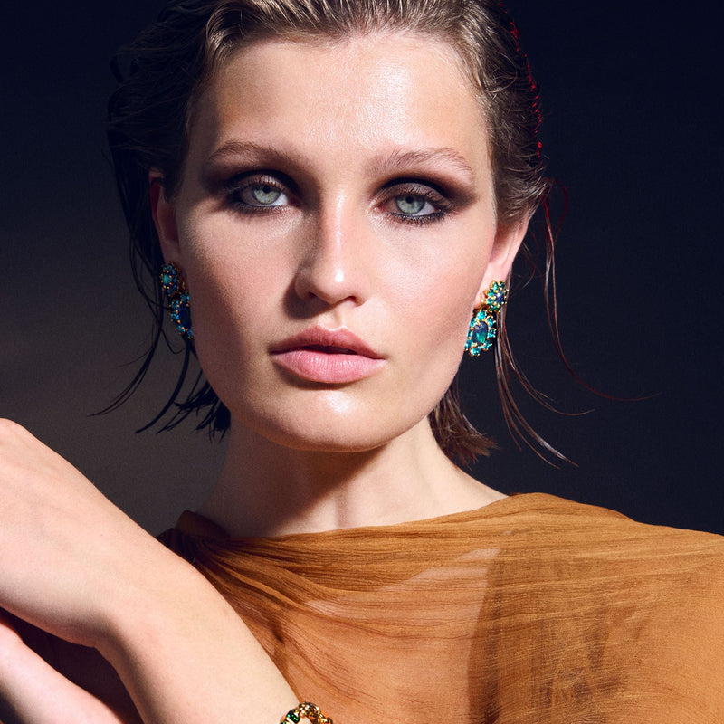 Valentina Gold Earrings - Green - Dyrberg/Kern NZ