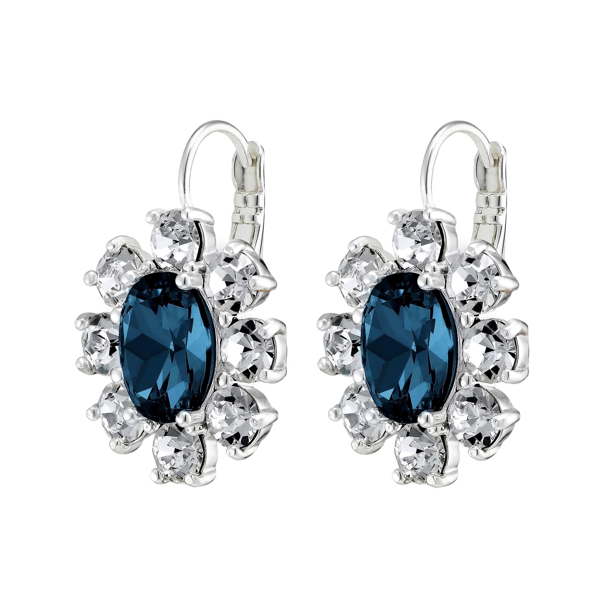 Valentina Shiny Silver Earrings - Blue - Dyrberg/Kern NZ