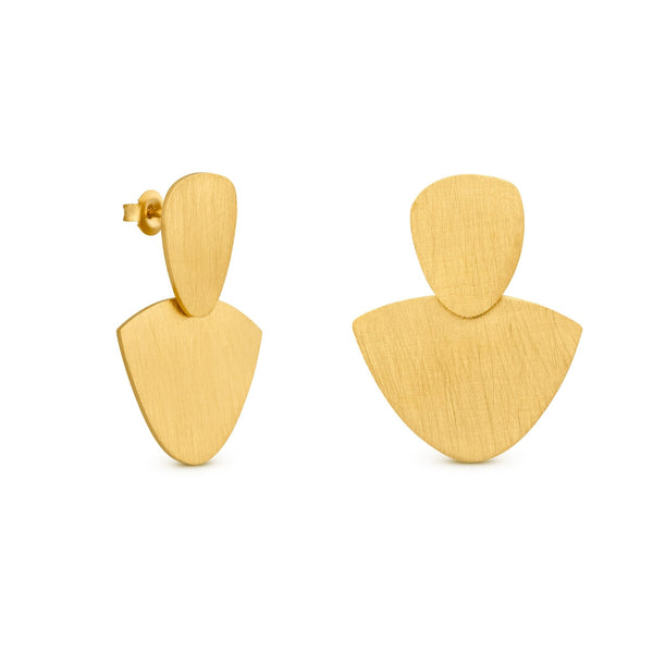 Venus Gold Stud Earrings Double Wide Drop - Dyrberg/Kern NZ