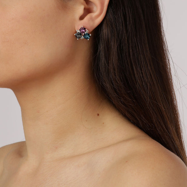 Viena Shiny Silver Earrings - Blue - Dyrberg/Kern NZ